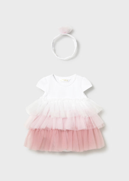 Vestido volantes con diadema recién nacida