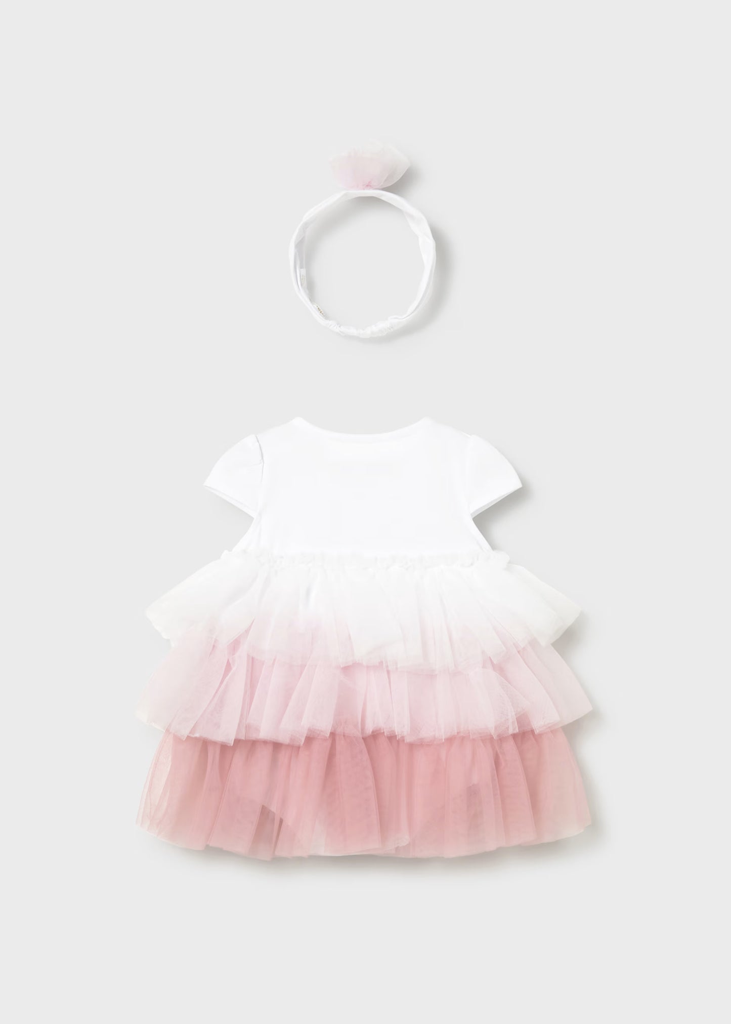 Vestido volantes con diadema recién nacida