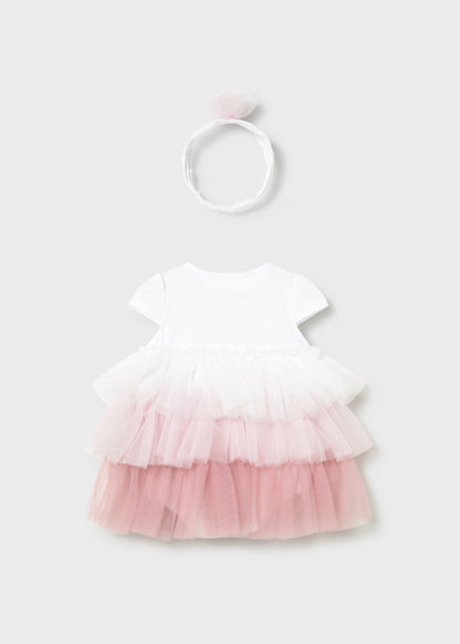 Vestido volantes con diadema recién nacida