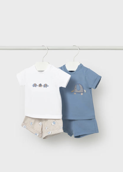 Conjunto 4 piezas pantalón corto recién nacido