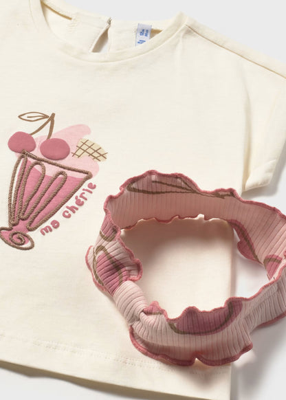 Conjunto 3 piezas con diadema bebé