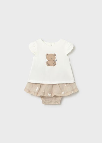 Conjunto falda y camiseta osito recién nacida