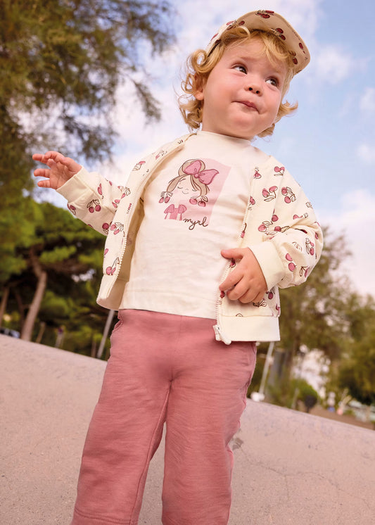 Conjunto 3 piezas con sudadera estampada bebé