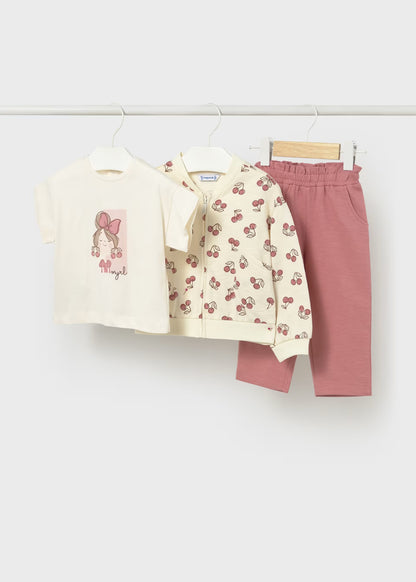 Conjunto 3 piezas con sudadera estampada bebé