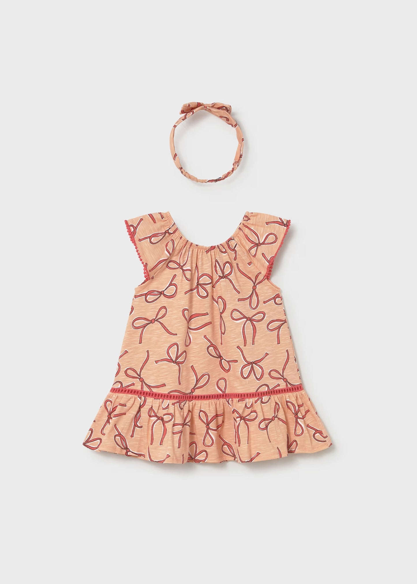 Vestido estampado con lazos y diadema bebé