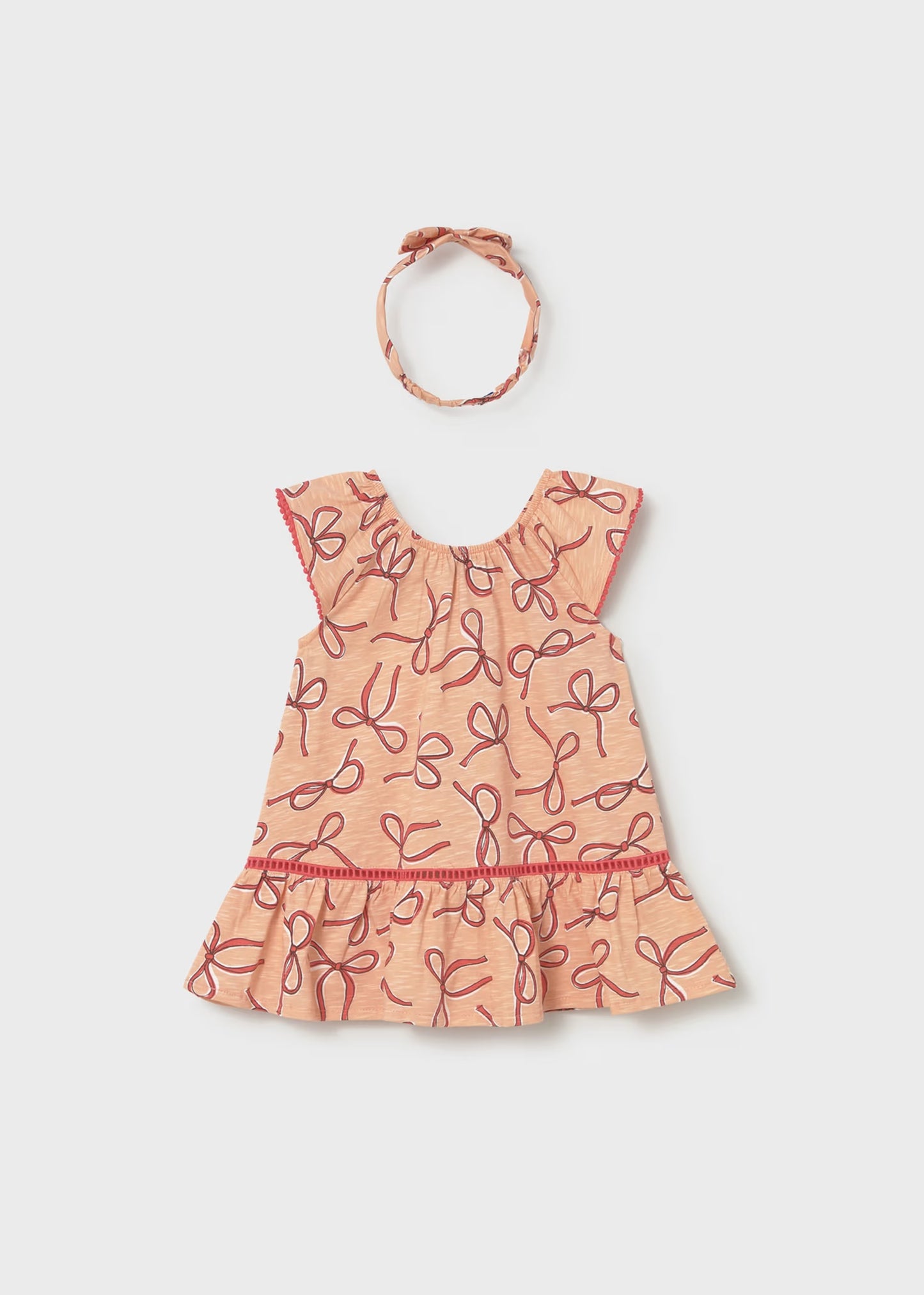 Vestido estampado con lazos y diadema bebé