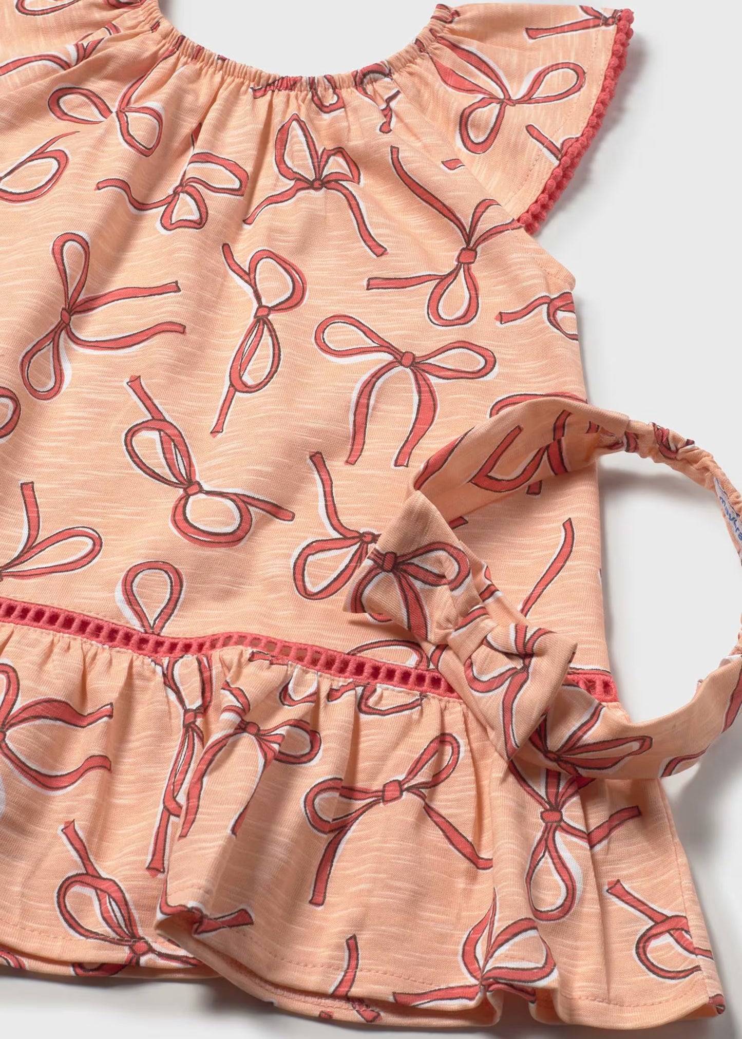 Vestido estampado con lazos y diadema bebé