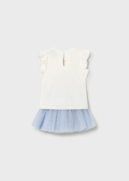 Conjunto de falda de tul y camiseta con volantes bebé