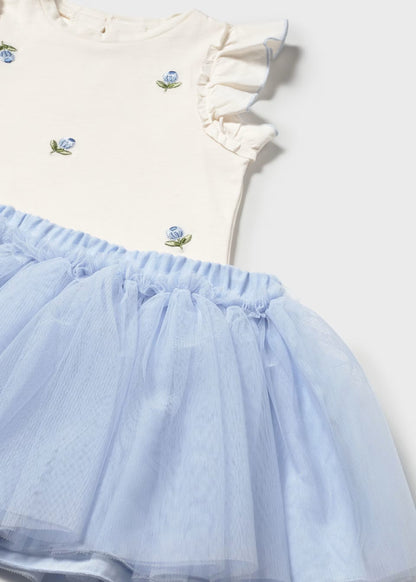 Conjunto de falda de tul y camiseta con volantes bebé