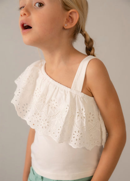 Camiseta de tirantes con volante niña