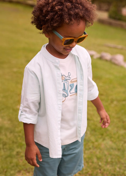 Camisa manga larga rayas cuello mao niño