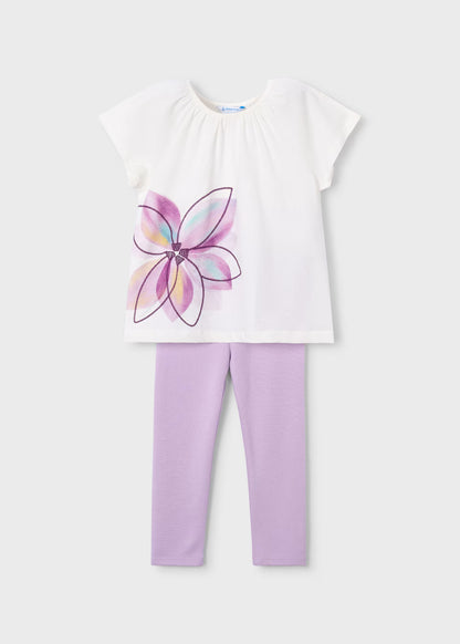 Conjunto legging y camiseta flor niña