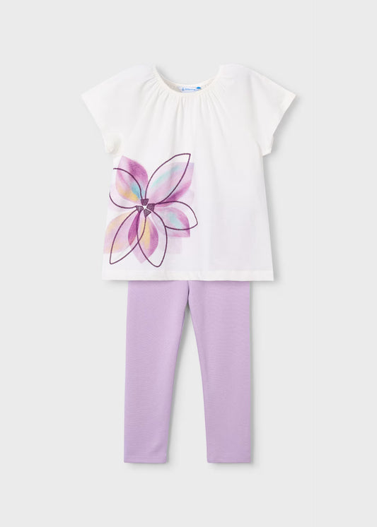 Conjunto legging y camiseta flor niña