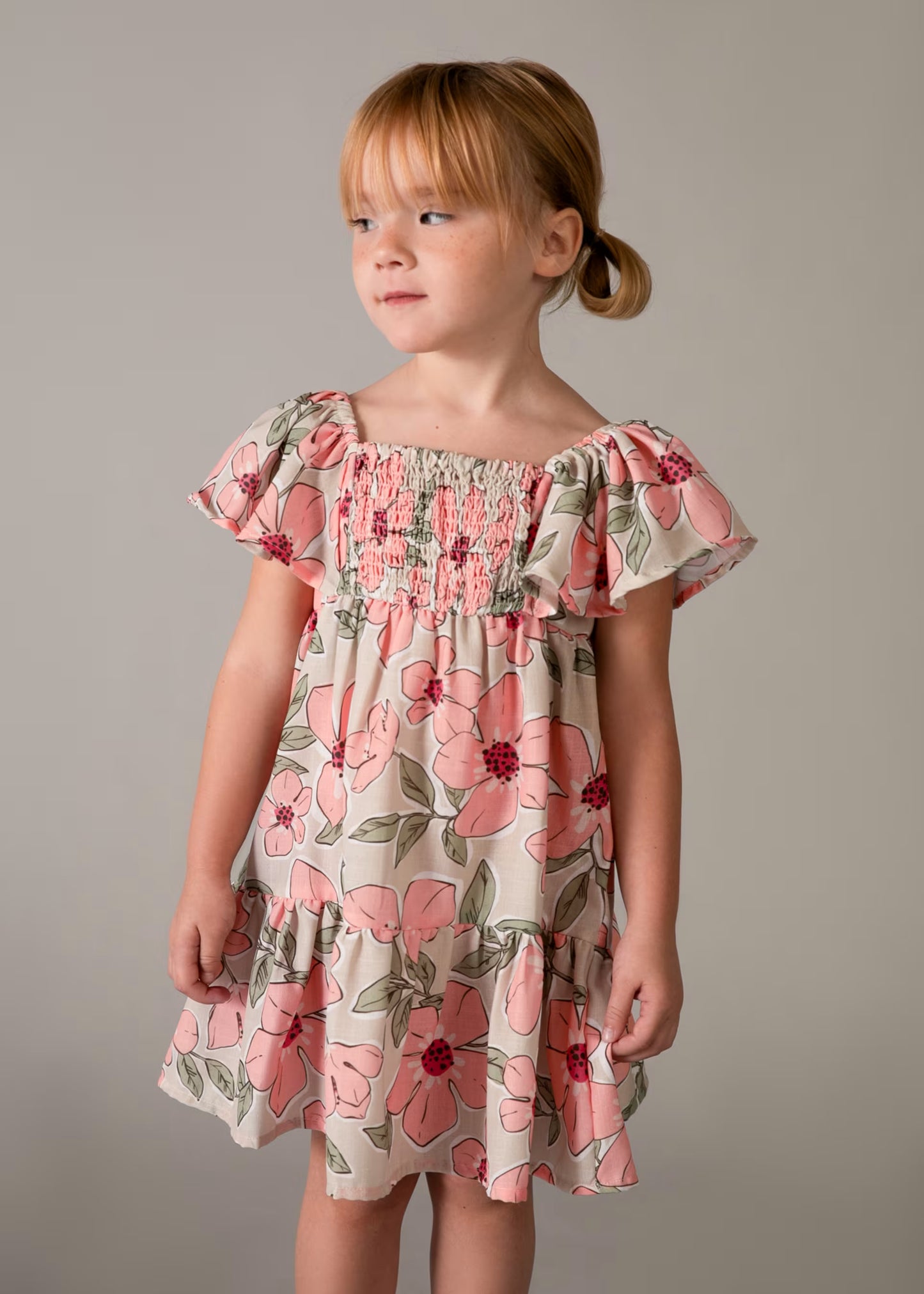 Vestido estampado nido de abeja niña