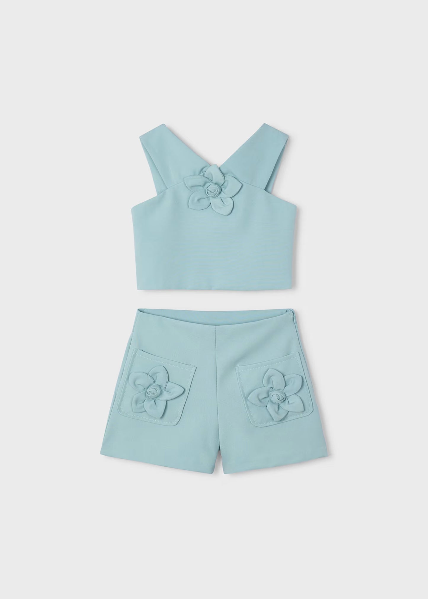 Conjunto pantalón corto y top flor niña