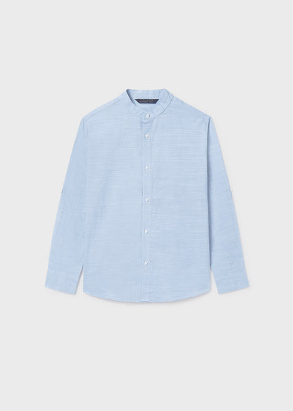 Camisa manga larga cuello mao chico