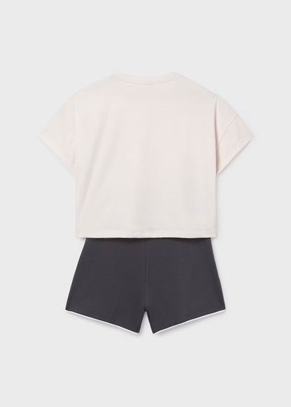 Conjunto pantalón corto y camiseta punto chica