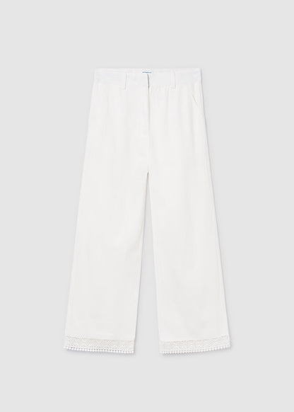Pantalón largo cinta bordada chica