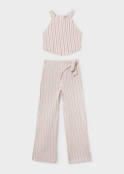 Conjunto pantalón largo y top rayas chica