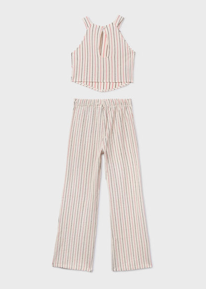 Conjunto pantalón largo y top rayas chica