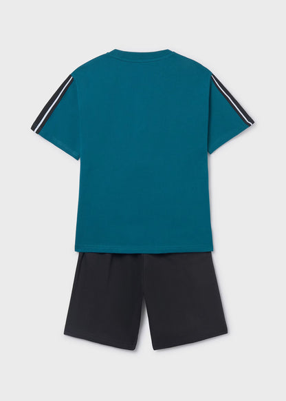 Conjunto bermuda y camiseta bota de fútbol chico