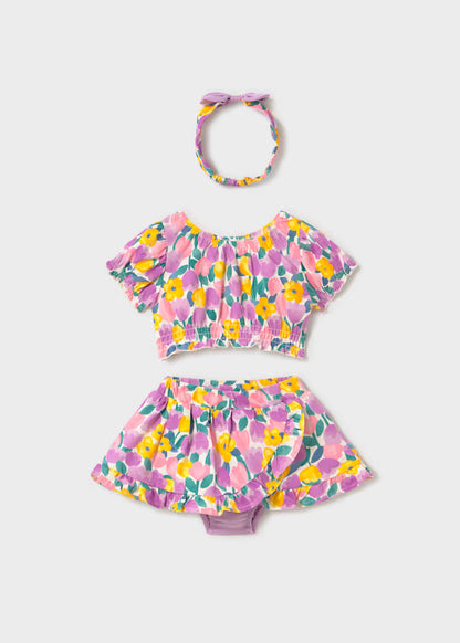 Conjunto 3 piezas con diadema bebé