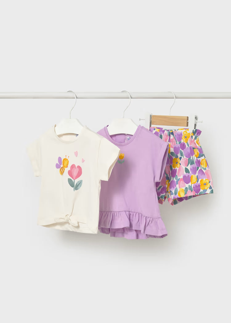 Conjunto de 3 piezas para bebé con pantalón corto