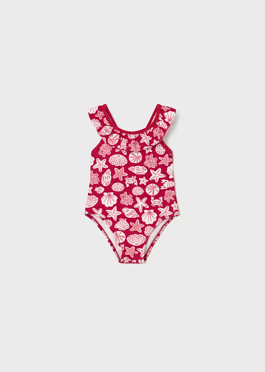 Bañador estampado volante bebé
