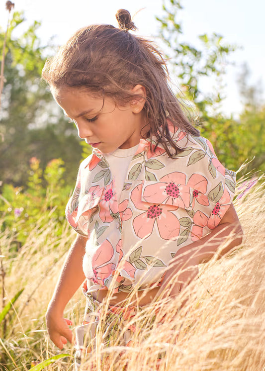 Blusa estampada con top niña