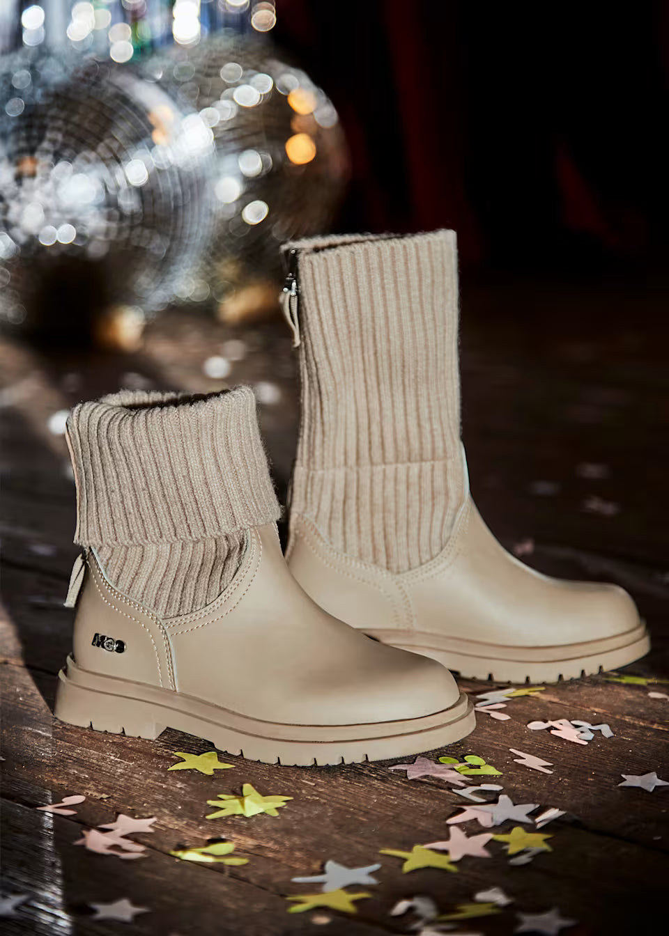 Botín biker piel tricot niña