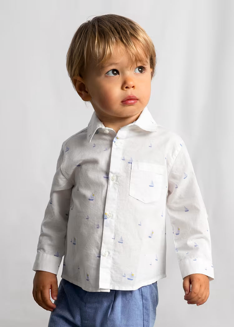 Camisa manga larga lino bebé
