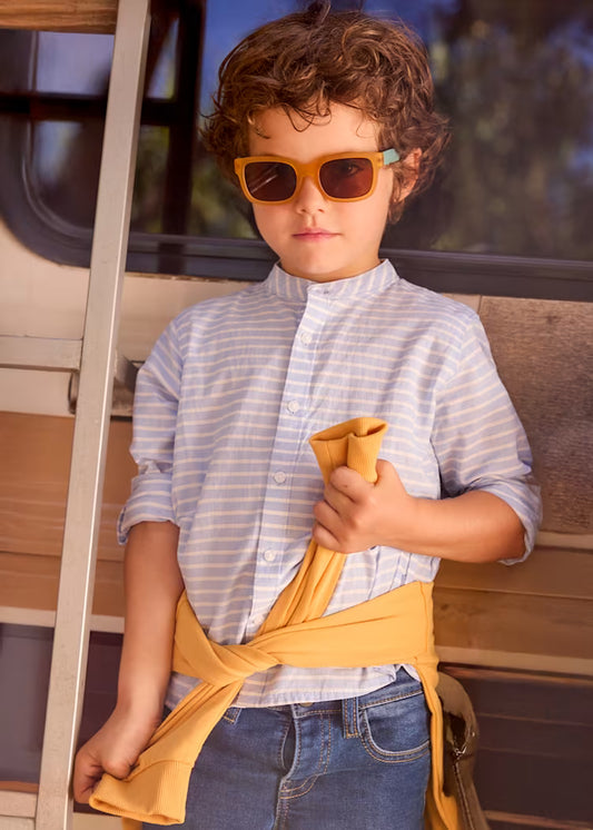 Camisa manga larga rayas cuello mao niño