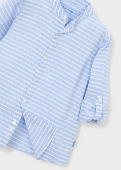 Camisa manga larga rayas cuello mao niño