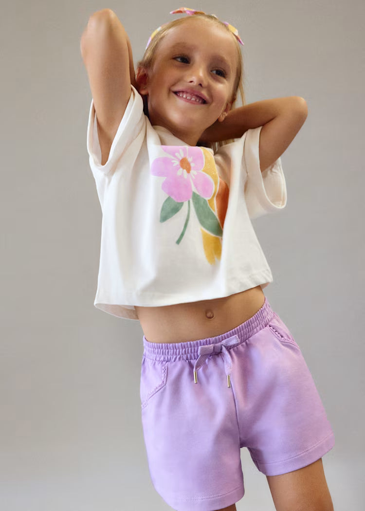 Camiseta con coletero estampado niña