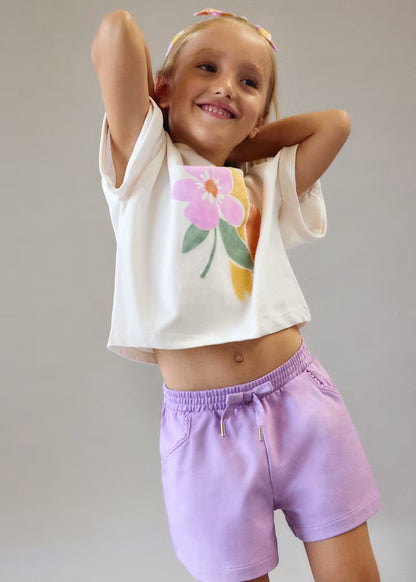 Camiseta con coletero estampado niña