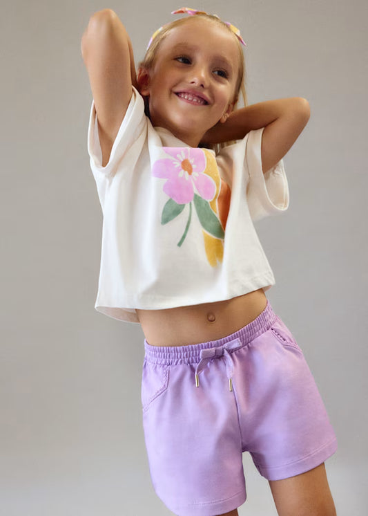 Camiseta con coletero estampado niña