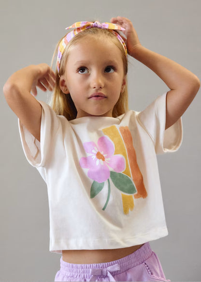 Camiseta con coletero estampado niña