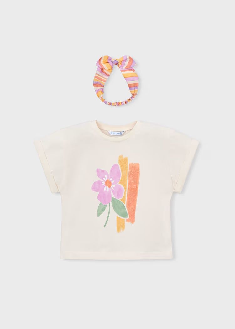 Camiseta con coletero estampado niña