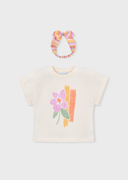 Camiseta con coletero estampado niña