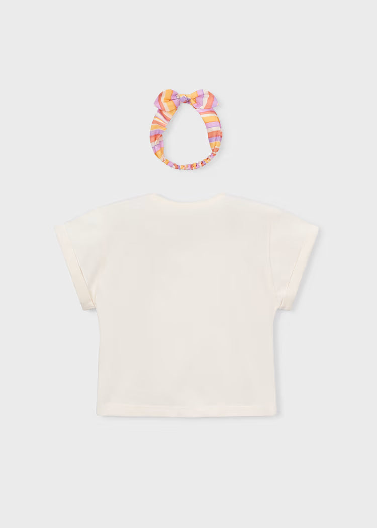 Camiseta con coletero estampado niña