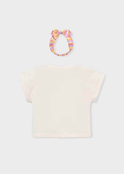 Camiseta con coletero estampado niña
