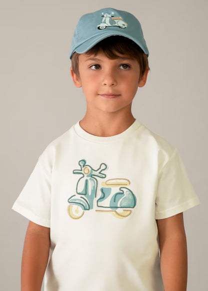 Camiseta con moto bordada niño