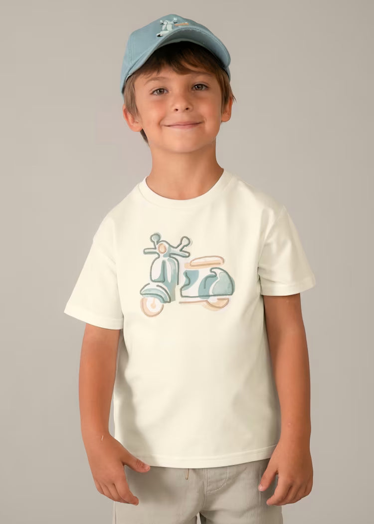 Camiseta con moto bordada niño
