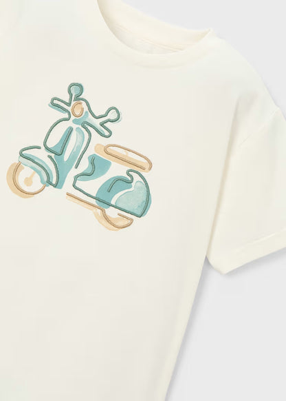 Camiseta con moto bordada niño