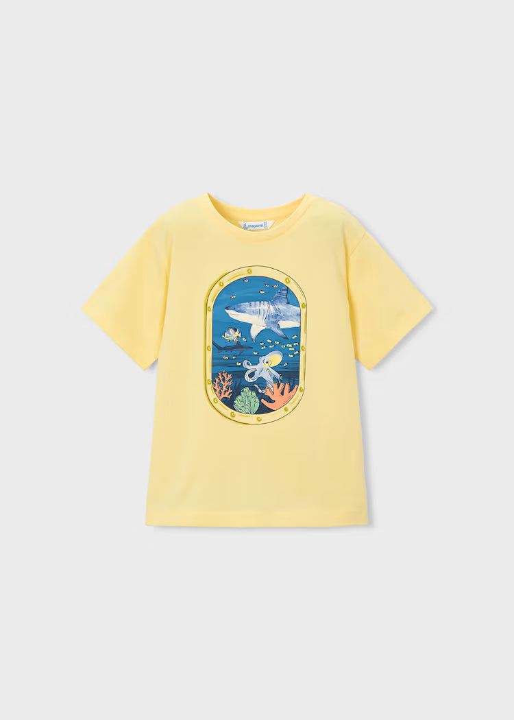 Camiseta con ventana fondo marino niño