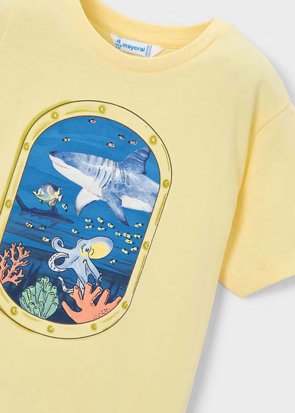 Camiseta con ventana fondo marino niño