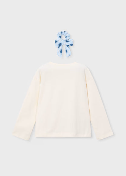 Camiseta de manga larga con coletero niña