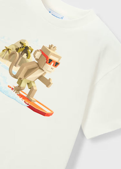 Camiseta estampado mono surf niño