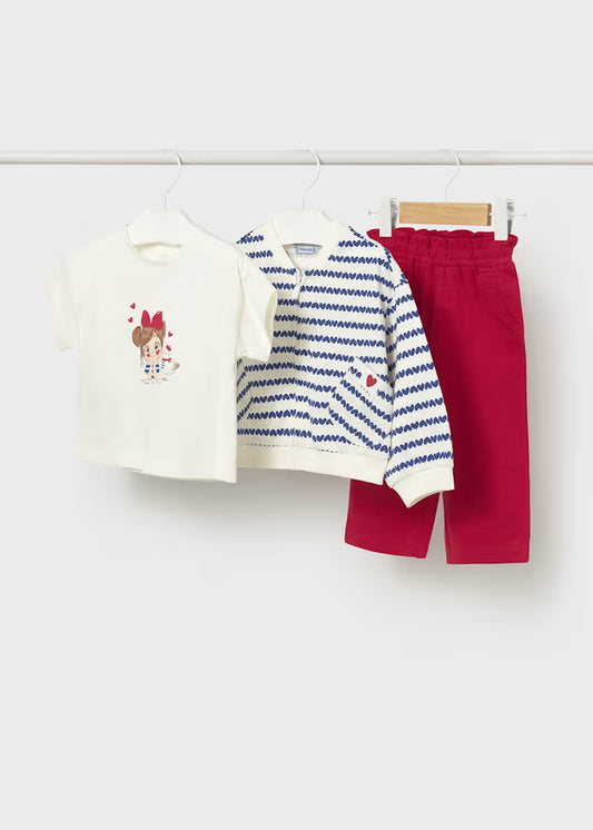 Conjunto 3 piezas con sudadera estampada bebé