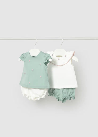 Conjunto 4 piezas cuello volante recién nacida